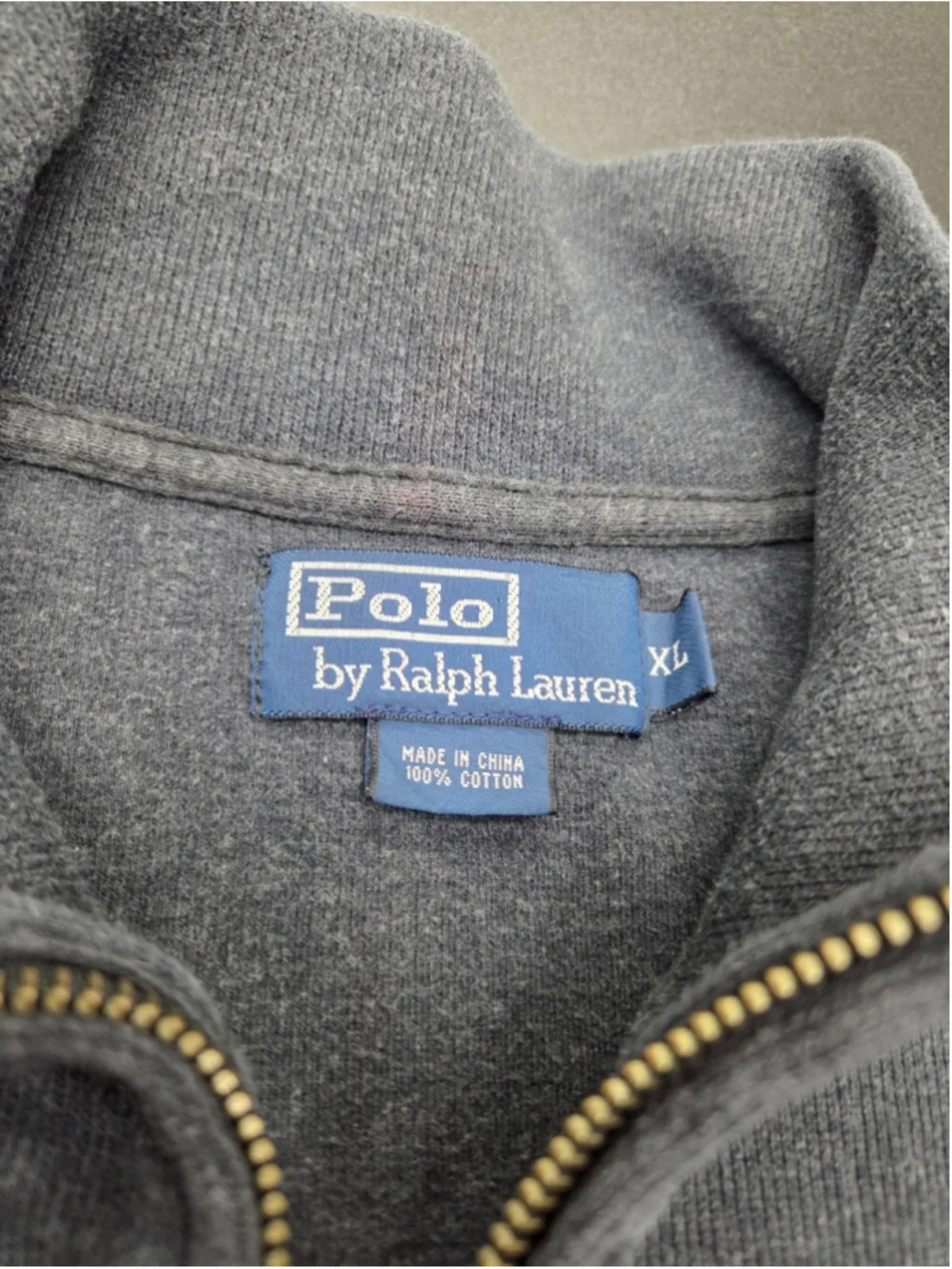 Polo Ralph Lauren Quarter Zip Pullover Sweatshirt Gray 100% Cotton XL Men's 1431